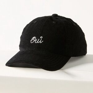 New CLARE V. ‘Oui’ Embroidered Corduroy Baseball Cap Hat Black White OS